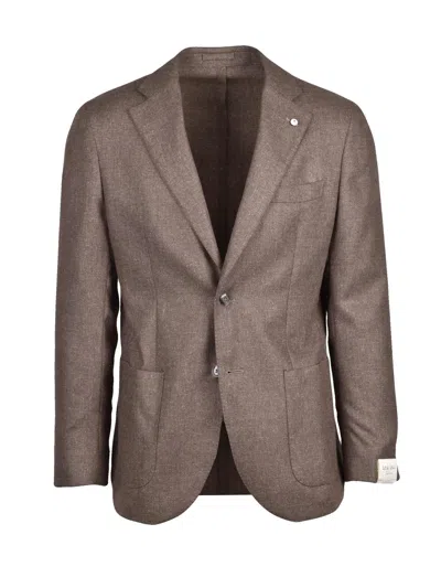 L.b.m 1911 Silk-wool Blazer Featuring Rounded Design And Unlined Interior In Brown