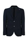 L.b.m 1911 Single-breasted Cotton And Wool Jacket In Blu
