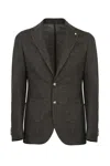 L.b.m 1911 Single-breasted Linen And Cotton Jacket In Marrone