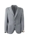 L.b.m 1911 Structured Drop S Notched Jacket In Blue