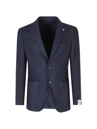 L.b.m 1911 Single-breasted Cotton Blazer In Blue