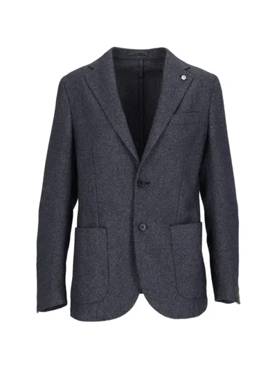 L.b.m 1911 Single-breasted Notched-lapels Blazer In Blue
