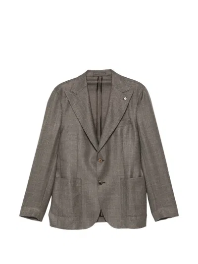 L.b.m 1911 Single-breasted Peak-lapel Blazer In Brown