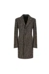 L.b.m 1911 Tailored Brown Herringbone Coat In Gray