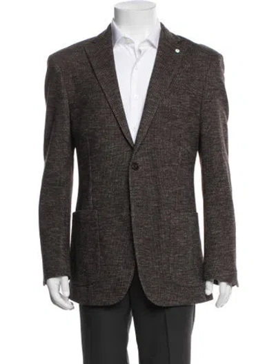Pre-owned L.b.m 1911 Tweed Pattern Peacoat In Brown
