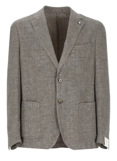 L.b.m 1911 Virgin Wool And Linen Jacket In Gray