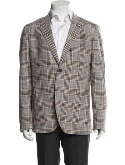 Pre-owned L.b.m 1911 Virgin Wool Plaid Print Blazer In Multi