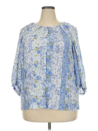 Pre-owned Lc Lauren Conrad 3/4 Sleeve Blouse In Blue