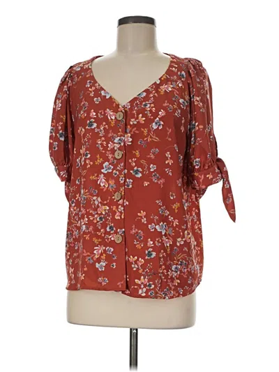Pre-owned Lc Lauren Conrad 3/4 Sleeve Blouse In Brown