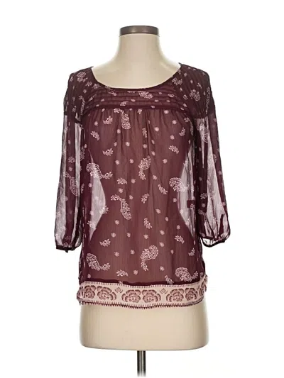 Pre-owned Lc Lauren Conrad 3/4 Sleeve Blouse In Burgundy