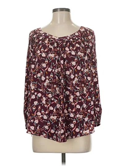 Pre-owned Lc Lauren Conrad 3/4 Sleeve Blouse In Burgundy