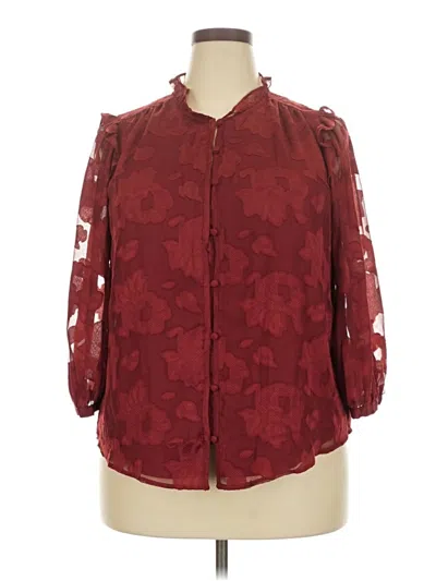 Pre-owned Lc Lauren Conrad 3/4 Sleeve Blouse In Burgundy