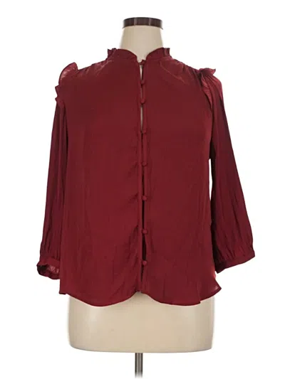 Pre-owned Lc Lauren Conrad 3/4 Sleeve Blouse In Burgundy