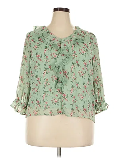 Pre-owned Lc Lauren Conrad 3/4 Sleeve Blouse In Green