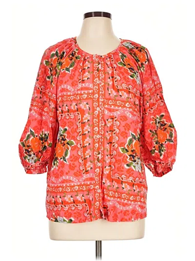 Pre-owned Lc Lauren Conrad 3/4 Sleeve Blouse In Orange