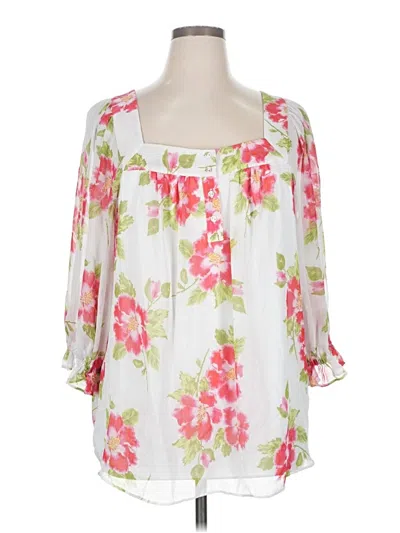Pre-owned Lc Lauren Conrad 3/4 Sleeve Blouse In White