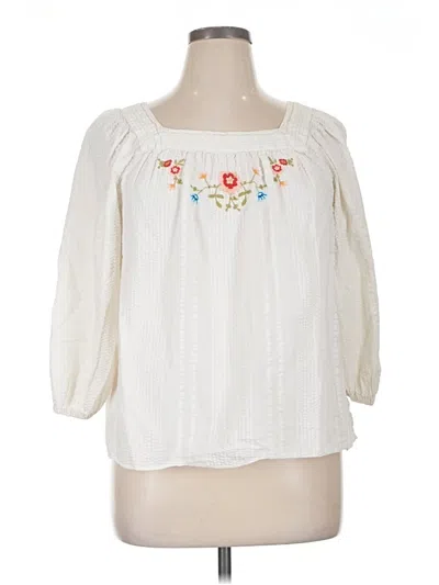 Pre-owned Lc Lauren Conrad 3/4 Sleeve Blouse In White