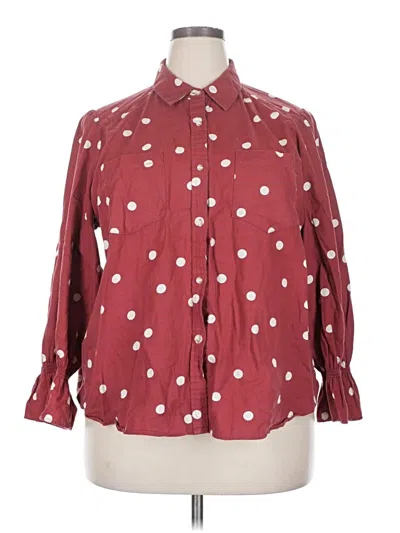Pre-owned Lc Lauren Conrad 3/4 Sleeve Button Down Shirt In Burgundy