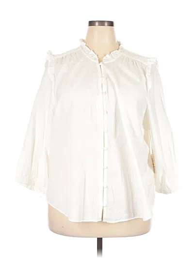 Pre-owned Lc Lauren Conrad 3/4 Sleeve Button Down Shirt In White