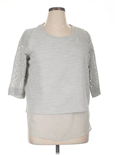 Lc Lauren Conrad 3/4 Sleeve Top Silver Crew Neck Tops