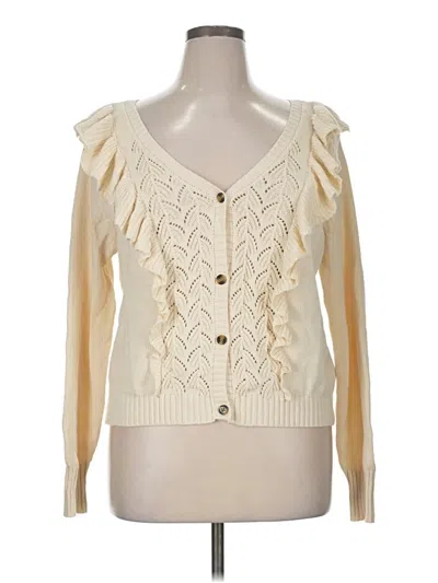 Pre-owned Lc Lauren Conrad Cardigan Sweater In White