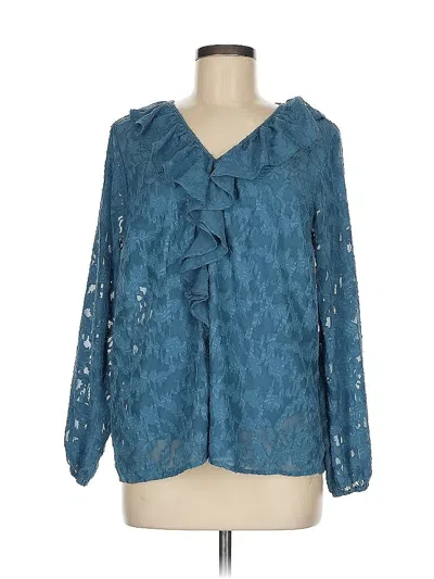 Pre-owned Lc Lauren Conrad Long Sleeve Blouse In Blue