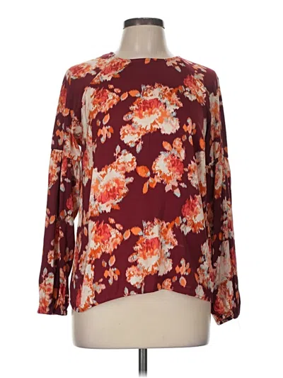 Pre-owned Lc Lauren Conrad Long Sleeve Blouse In Burgundy
