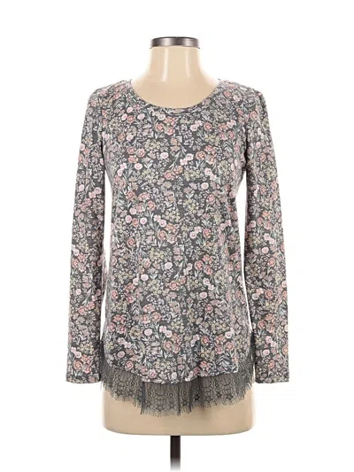 Pre-owned Lc Lauren Conrad Long Sleeve Blouse In Gray