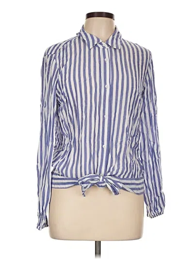 Pre-owned Lc Lauren Conrad Long Sleeve Button Down Shirt In Blue