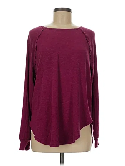 Pre-owned Lc Lauren Conrad Long Sleeve Top Burgundy Boatneck Tops