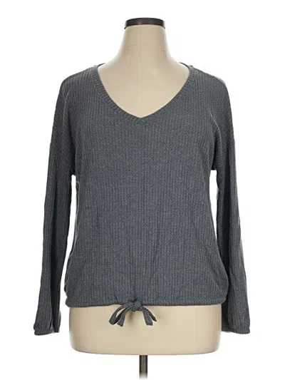 Pre-owned Lc Lauren Conrad Long Sleeve Top Gray V-neck Tops