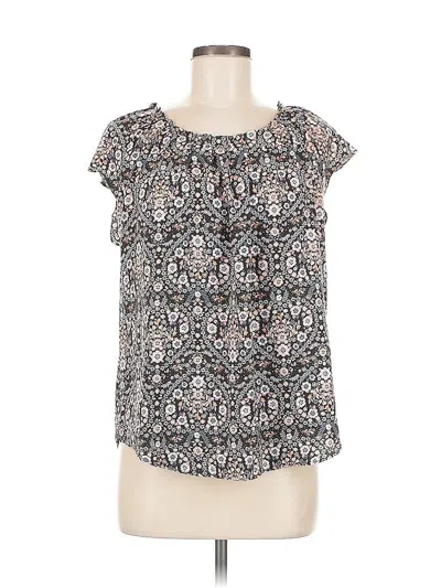 Pre-owned Lc Lauren Conrad Short Sleeve Blouse In Black