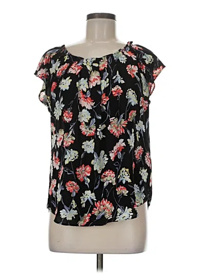 Pre-owned Lc Lauren Conrad Short Sleeve Blouse In Black