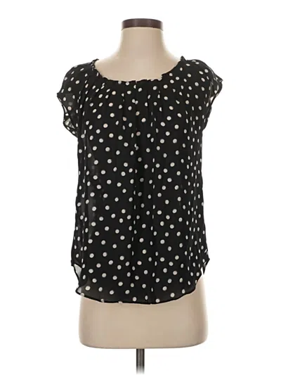 Pre-owned Lc Lauren Conrad Short Sleeve Blouse In Black
