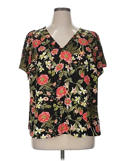 Pre-owned Lc Lauren Conrad Short Sleeve Blouse In Black