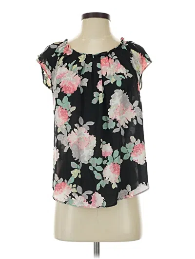 Pre-owned Lc Lauren Conrad Short Sleeve Blouse In Black