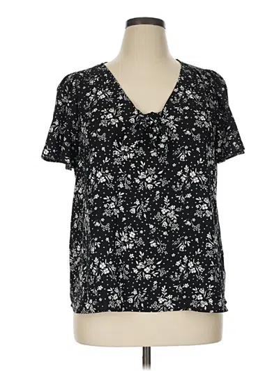 Pre-owned Lc Lauren Conrad Short Sleeve Blouse In Black