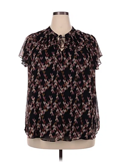 Pre-owned Lc Lauren Conrad Short Sleeve Blouse In Black