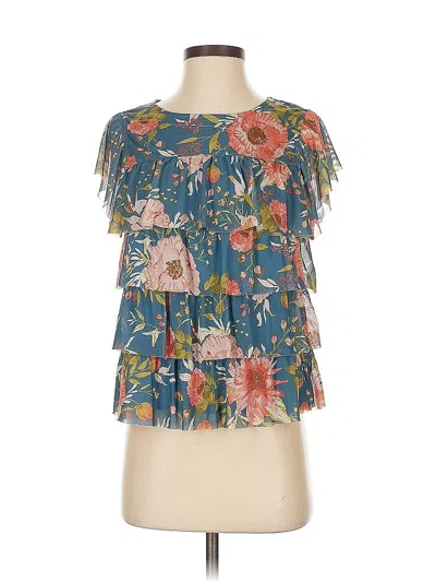 Pre-owned Lc Lauren Conrad Short Sleeve Blouse In Blue