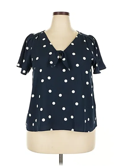 Pre-owned Lc Lauren Conrad Short Sleeve Blouse In Blue