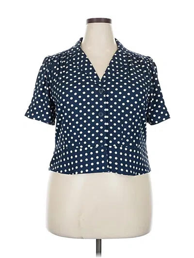 Pre-owned Lc Lauren Conrad Short Sleeve Blouse In Blue