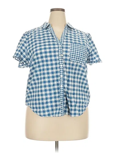 Pre-owned Lc Lauren Conrad Short Sleeve Blouse In Blue