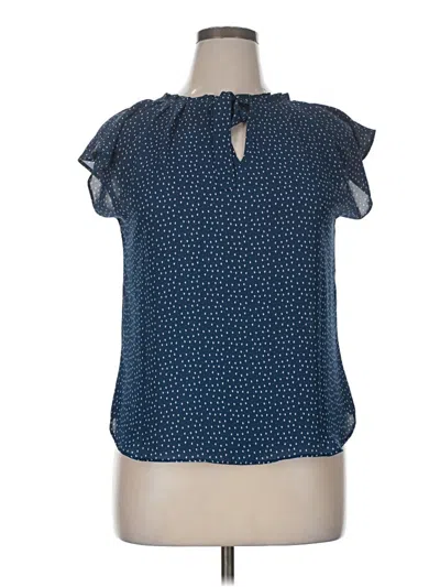 Pre-owned Lc Lauren Conrad Short Sleeve Blouse In Blue