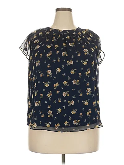 Pre-owned Lc Lauren Conrad Short Sleeve Blouse In Blue