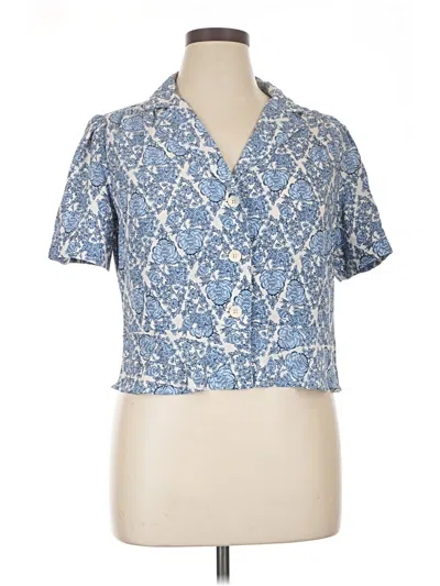 Lc Lauren Conrad Short Sleeve Blouse In Blue