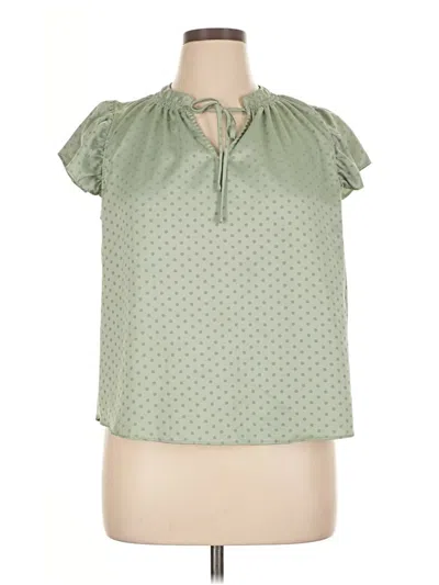 Pre-owned Lc Lauren Conrad Short Sleeve Blouse In Green