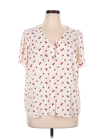 Pre-owned Lc Lauren Conrad Short Sleeve Blouse In Ivory