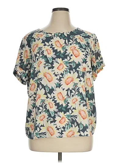 Pre-owned Lc Lauren Conrad Short Sleeve Blouse In Ivory