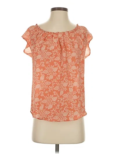 Pre-owned Lc Lauren Conrad Short Sleeve Blouse In Orange