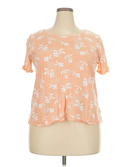 Pre-owned Lc Lauren Conrad Short Sleeve Blouse In Orange